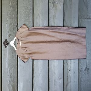 ST. JOHN Bronze Wool Silk Cap Sleeve Shift Dress sz 4 Women's